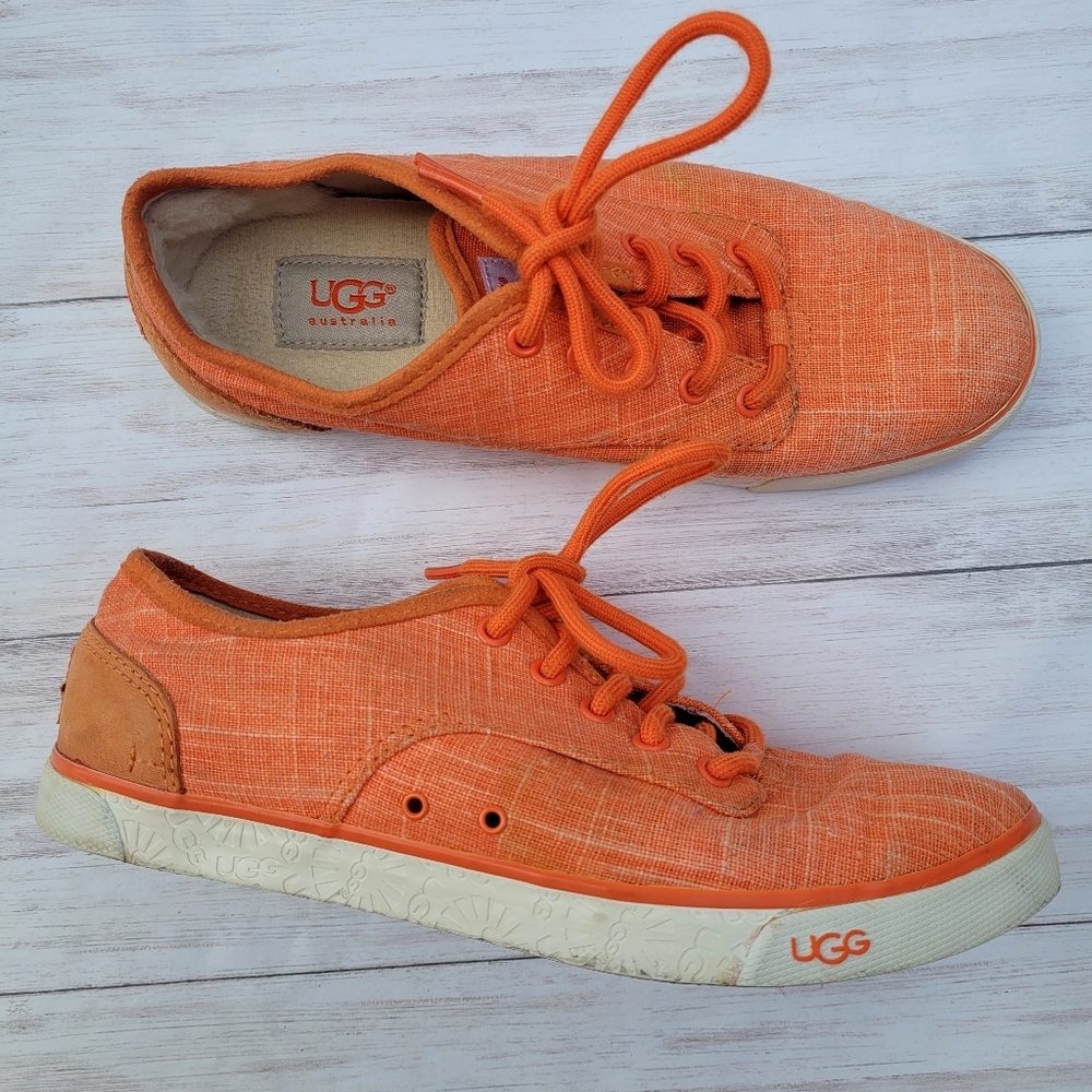 Ugg Canvas Tennis Shoes Casual Sneakers Flats Hally Persimmon Orange Women's 6.5